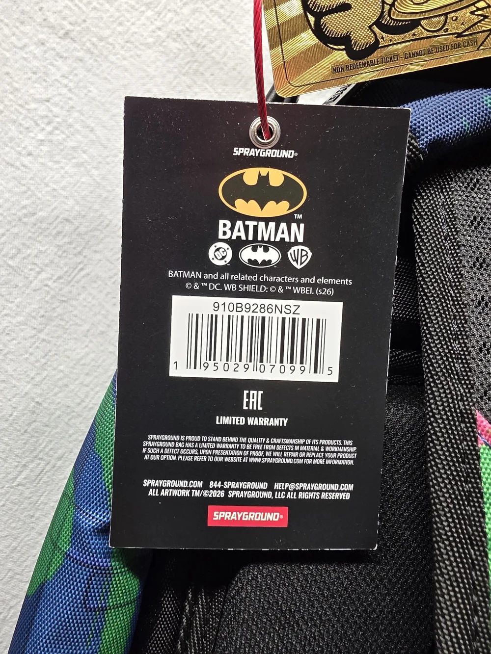 Sprayground DC Joker No Rules Backpack featuring a vibrant, graffiti-styled Bag